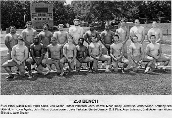 Joe Wilson and other members of the James Robinson 250 LB Bench Press Club